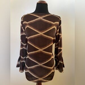 Ralph Lauren Women's Brown Geometric Blouse